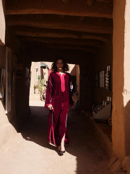 Elegant Red & Pink Moroccan Kaftan – Dalia