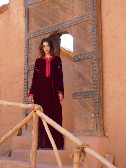 Elegant Red & Pink Moroccan Kaftan – Dalia