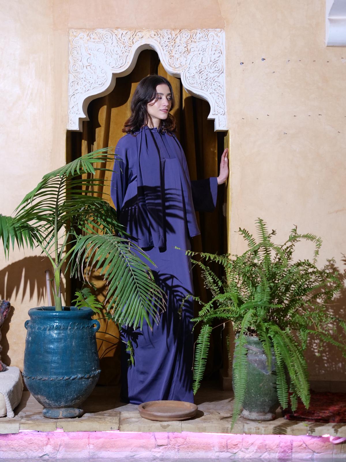 Indigo abaya that flows with serenity and grace – House of Sophie