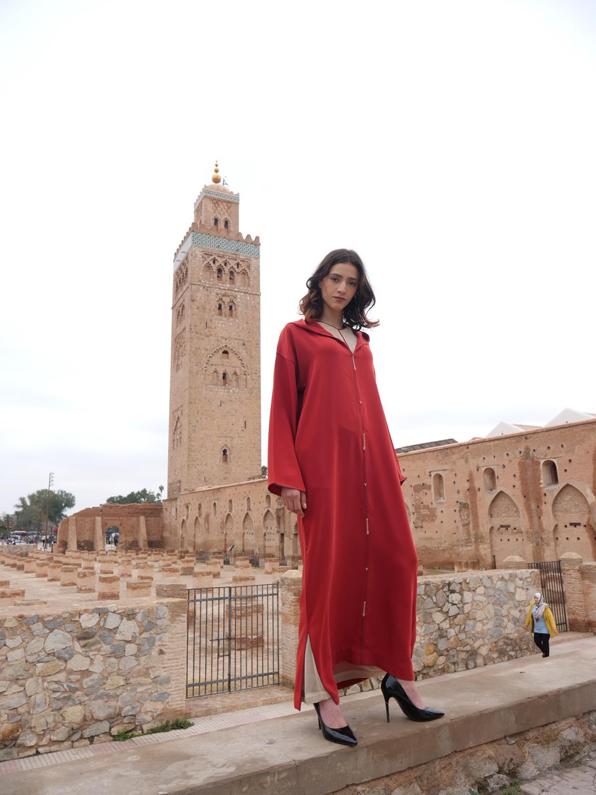 Elegant Red Jellaba – House of Sophie