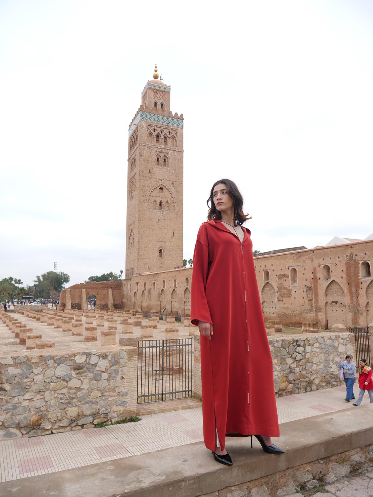 Elegant Red Jellaba – House of Sophie